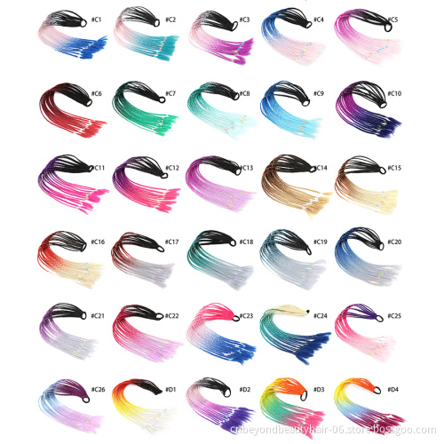24inch Rainbow Rope Ponytail Braids Synthetic Braiding hair Accessories Rubber Band Hair Braids